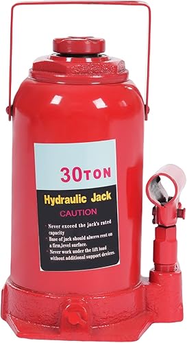 Hydraulic Welded Bottle Jack 50T(110,231lbs) Capacity for Auto Repair and House Lift, Red - Poueer