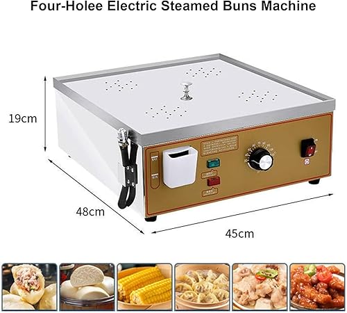 Electric Steamed Bun Machine - Commercial 2/4/6-Hole Electric Steamer with Independent Water, Temperature Range 30-110°C for Efficient Cooking - Poueer