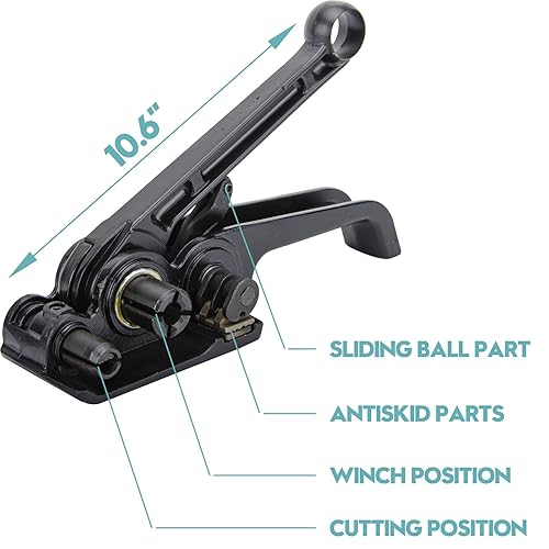 MYFAMIREA Heavy Duty Banding Strapping Kit with Tensioner Tool, 1/2' x 3500FT Polypropylene Plastic Packaging Strapping, 300 Metal Seals, Sealer Tool for Pallets, Logistics, Warehouse (Red) - Poueer