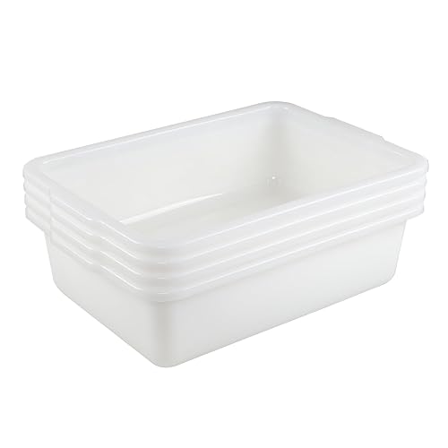 4-Pack 32 Liter Large Black Bus Tubs, Commercial Plastic Bus Trays - Poueer