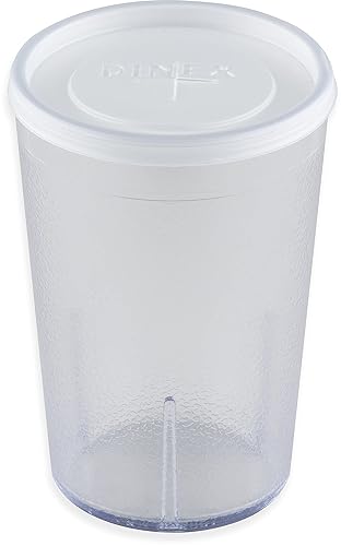 DINEX DX1191ST8714 Disposable Lid with Straw Slot for CFS Stackable and Louis Tumblers, 0.5' Height, 2.62' Width, 2.62' Length, Polystyrene, Translucent (Pack of 1000) - Poueer