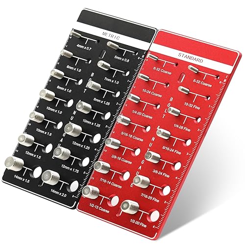 Inch and Metric Thread Checker, Nut and Bolt Thread Checker, Bolt Size and Thread Gauge, Bolt and Nut Identifier Gauge, Bolt Gauge (21 Inch and 17 Metric) - Poueer
