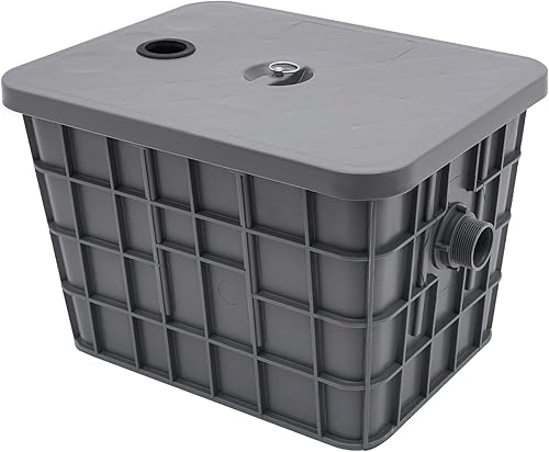 Grease Trap for Kitchen Sink, Under Sink Plastic Grease Interceptor 9 GPM, Grease Trap Interceptor for Restaurant Kitchen Home Under Sink 18'' x 14'' x 12'' - Poueer