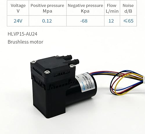 Kamoer HLVP15 Small Vacuum Pump 12V brushless Motor high Precision Long Life air Pump high Flow Diaphragm Pump 12L/min Type A Single Head - Poueer
