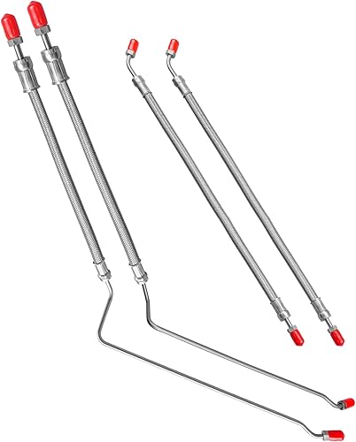 Hydraulic Ram Cylinder Hose Kit Fit for Mercruiser Alpha One with Trim Cylinder(15-9/16') and Bravo 1 2 3 X, Replace 32-864589 32-864588 32-99904Q, 4PCS - Poueer