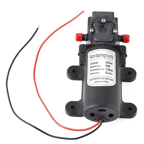 Micro Diaphragm Pump, 24V 60W Mini Electric Water Pump 5L/m Flow Micro Diaphragm Pump 1.5m Suction - Poueer