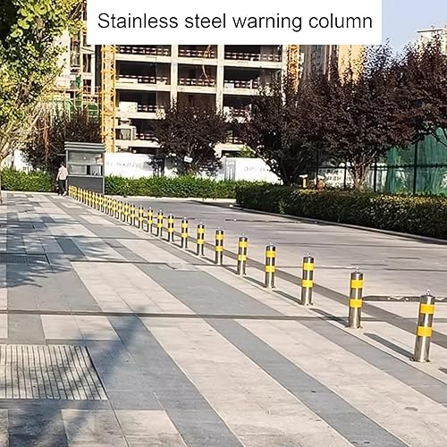 Safety Bollard, Steel Bollards, Removable Bollard, Driveways Stainless Steel Security Posts with 4 Anchor Bolts, for Parking Barrier, Road Safety(Size:750mm/30in) - Poueer