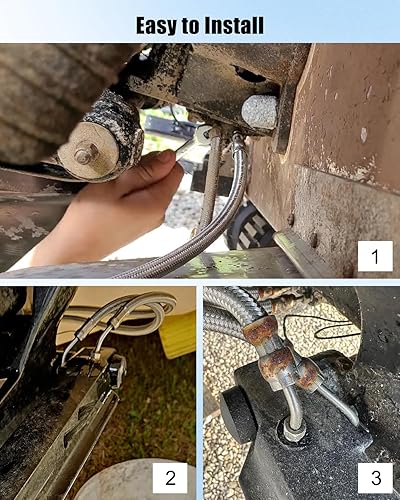 Hydraulic Ram Cylinder Hose Kit Fit for Mercruiser Alpha One with Trim Cylinder(15-9/16') and Bravo 1 2 3 X, Replace 32-864589 32-864588 32-99904Q, 4PCS - Poueer