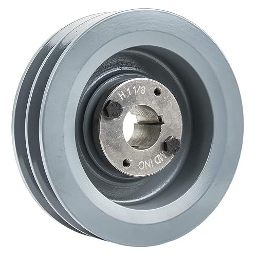 2BK62H Cast Iron 6' Dual Groove Belt B Section 5L Pulley with 1-1/8' Sheave Bushing - Poueer