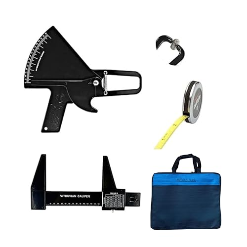 AnthroFlex Basic Anthropometry Kit with Slim Guide Skinfold Caliper, AnthroMetrix Software, Anthropometric Tape Measure, Small Bone Anthropometer, Manual (Black) - Poueer