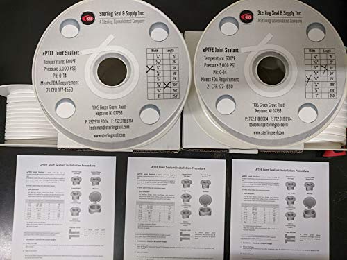 Joint Sealant PTFE, 1/2” wide x 15 feet long, “DIY” Gasket Material, QTY: 1 spool - Poueer