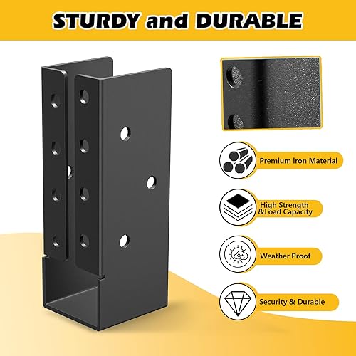 12PCS Concealed Joist Hangers, Concealed Flange Light Joist Hanger for Wood Rail, 2”x 4” Q235 Steel Joist Brackets - Poueer