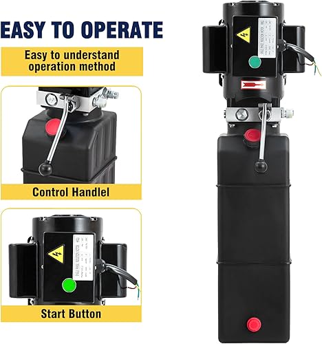 Hydraulic Power Unit, 12V 13 Quart Hydraulic Pump, Single Acting Hydraulic Power, Dump Trailer Pump with 12L Steel Tank, Car Lift Hydraulic Power Unit Fir Auto Repair - Poueer