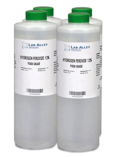 Hydrogen Peroxide 12% Food Grade, Kosher Certified, Halal, GMO-Free, Ideal for Kitchen, Laundry, Bath, Home - 1 Gallon - Poueer