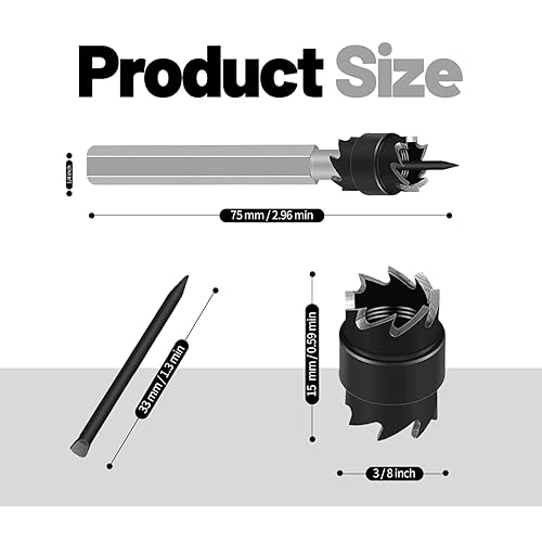 Spot Weld Cutter Set Double Sided,3/8' HSS Spot Weld Cutter Remover Drill Bits Hex Sheet Metal Hole Cutter Remover Kit for Power Drill Spot Welding, by NAKAO (16 Pcs) - Poueer