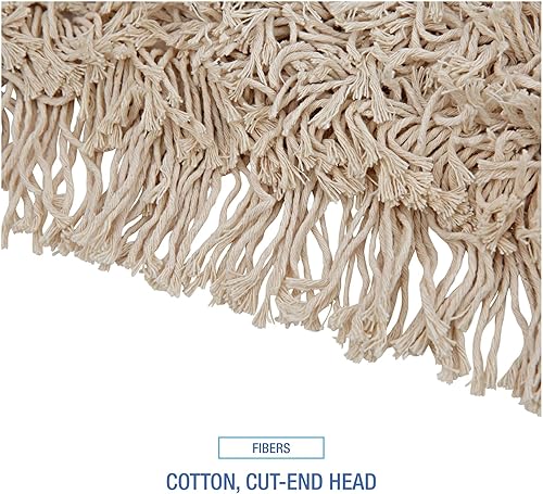 Boardwalk BWKM245C 24 in. x 5 in. Cotton Head 60 in. Wood Handle Cotton Dry Mopping Kit - Natural (1-Kit) - Poueer