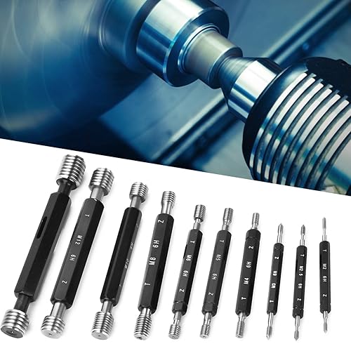 Thread Plug Gauge High Accuracy Double End Through Stop Measurement Hand Tool for Hardware Tool Thread Diameter Measurement 10Pcs (Imperial Thread) - Poueer