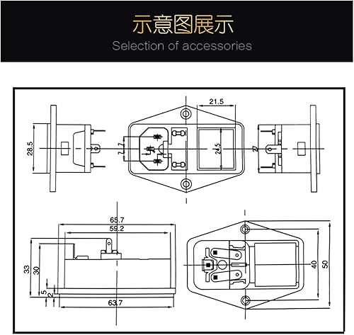 AC-10A Socket 15A/6A Male Head Power Socket Double Insurance with Switch Three-Hole Plug seat Cabinet Chassis(Green,15A Switch) - Poueer