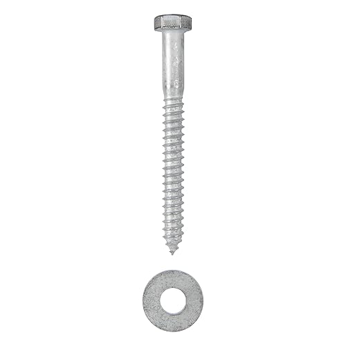 3/8 x 4 (50 Pack) Lag Screw Kit, 50 Screws and 50 washers, Hot Dip Galvanized, Meets ASME B18.2.1 Industrial/Commercial Grade by Makers Bolt - Poueer