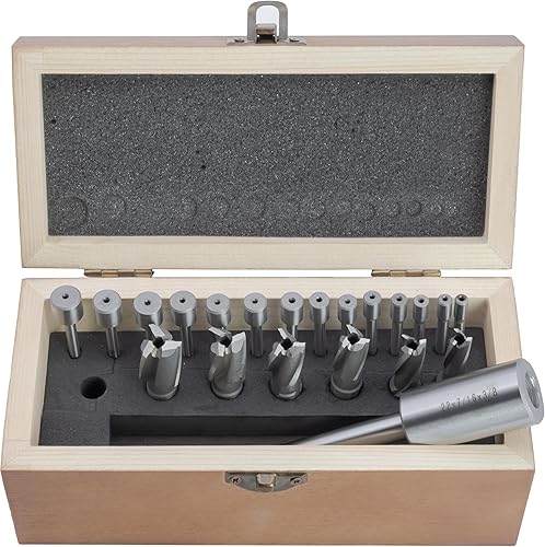 CME 21 pc Interchangeable Pilot and Counterbore Set, 5/16' to 5/8' Counterbore Size, 0.187' to 7/16' Pilot Size, M2 High-Speed Steel - Poueer