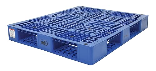 Vestil PLP2-4840-BLUE Blue Polyethylene Pallet with 4 Way Entry, 6600 lbs Capacity, 39.5' Length, 47.375' Width, 6' Height - Poueer
