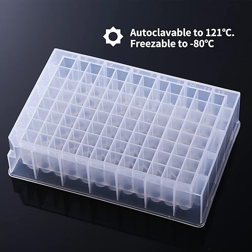 Deep Well Plate, 96PCS 2,2ml Plastic Storage Plates, Square 24 Wells, U Bottom, No Cap, Pack of 96 - Poueer