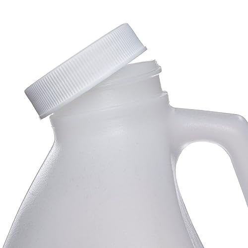 Hudson Exchange 1/2 Gallon Round Plastic Jug with Cap, HDPE, Natural, 6 Pack - Poueer