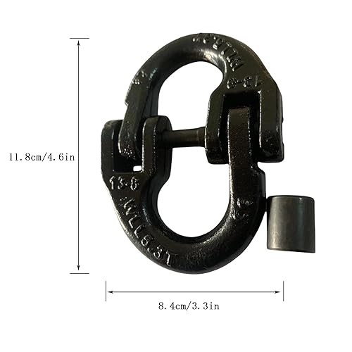 1/2' Trailer Safety Chain Connector Link Tow Hitch Chain Connecting Hammerlock Coupling Link Towing Lifting Trucks Accessories 4pack G80 Alloy Steel 12,000 lbs Working Load Limit Black - Poueer