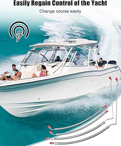 Hydraulic Ram Cylinder Hose Kit Fit for Mercruiser Alpha One with Trim Cylinder(15-9/16') and Bravo 1 2 3 X, Replace 32-864589 32-864588 32-99904Q, 4PCS - Poueer