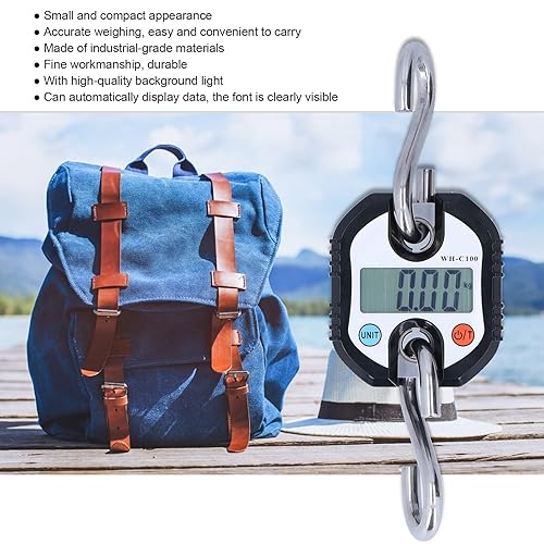 Mini Crane Scale Digital Hanging Scale Handheld 150Kg Mini Crane Scale Portable Weighing Hook Hanging Tool with Double, Industrial Crane Scales (Orange) - Poueer