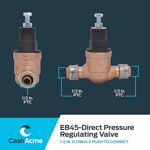 SharkBite 3/4 Inch EB45 Direct Pressure Regulating Valve, Push to Connect Brass Plumbing Fittings, PEX Pipe, Copper, CPVC, PE-RT, HDPE, 23808-0045 - Poueer