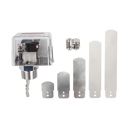 Oil Water Flow Control Switch, AC 15-250V 1/2''/DN15 Adjustable Automatic Water Pressure Sensor with 3 Paddles & SPDT Output - Poueer
