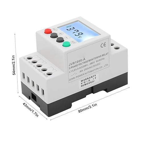 3 Phase 4 Wire Over Under Voltage Protector Monitor Relay Voltage Phase Sequence Protector Voltage Monitor Relay AC 208‑480V - Poueer