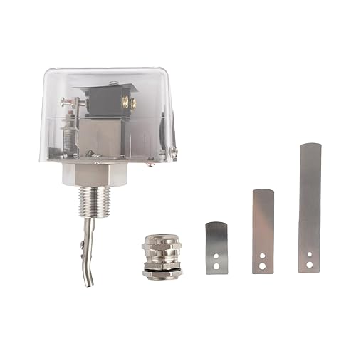 Oil Water Flow Control Switch, AC 15-250V 1/2''/DN15 Adjustable Automatic Water Pressure Sensor with 3 Paddles & SPDT Output - Poueer