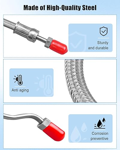 Hydraulic Ram Cylinder Hose Kit Fit for Mercruiser Alpha One with Trim Cylinder(15-9/16') and Bravo 1 2 3 X, Replace 32-864589 32-864588 32-99904Q, 4PCS - Poueer
