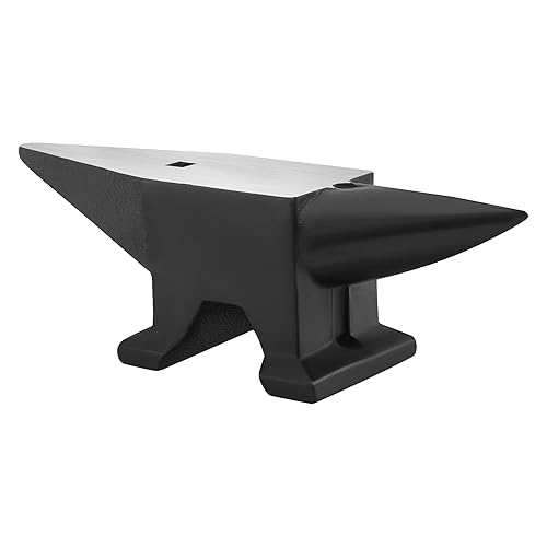 Heavy Duty Cast Steel Anvil with Round/Square Hole Large Countertop 88lb Horn Anvil Blacksmithing Metalsmith Tool Kit Stand Included - Poueer