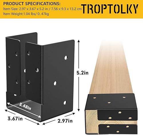 12PCS Concealed Joist Hangers, Concealed Flange Light Joist Hanger for Wood Rail, 2”x 4” Q235 Steel Joist Brackets - Poueer