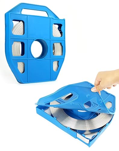 QWORK Band Strapping Coil, 1 Pack Stainless Steel Anti-Rust Strapping Band, 3/4' Width X 0.030' Thickness, 100-foot Roll in Blue Tote Bag, Bright Annealed Belt - Poueer