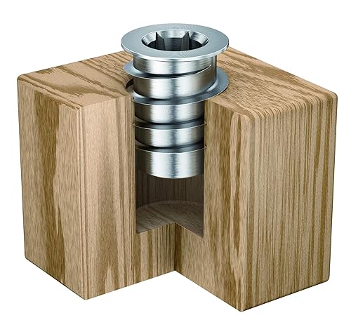 RAMPA® Made in DE Threaded Steel Insert (50 pcs.) with hex Drive and Sealing Collar 1/4-20' Internal Thread (d), 12mm Diameter (D) X 18mm Length (L) Works Best in All Wood Materials and substrates - Poueer