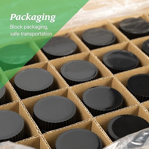 200 ml(6.7 OZ) Amber Glass Wide Mouth Packer Bottle with Black Ribbed Cap, Pack of 24 bottle - Poueer