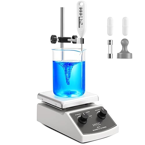 HYCC Magnetic Stirrer Hot Plate Max 520℉, 100-2000RPM Hot Plate with Magnetic Stirrer, 2000mL Magnetic Hotplate Stirrer, Magnetic Stirrer w/Thermometer, Magnetic Stir Bar, Stir Bar Retriever - Poueer