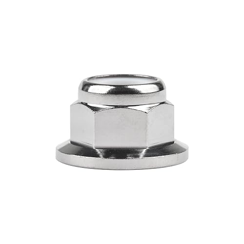 Titanium M6 M8 M10 M12 M14 Nuts Flange Nylon Lock Nut Pack of 6 (M12 Pitch 1.25mm) - Poueer