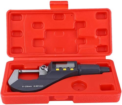 Digital Micrometer 0.00005'/0.001mm Outside Micrometer Caliper Gauge Electronic Digimatic Micrometer Thickness Measuring Resolution Thickness Gauge with Protective Case(0-25mm) - Poueer