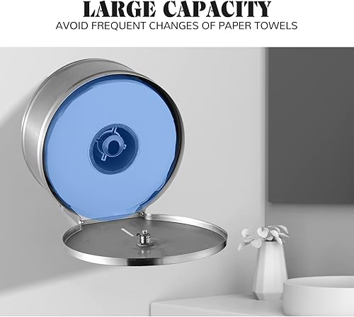 interhasa! 304 Stainless Steel Toilet Tissue Dispenser Wall Mount Jumbo Roll Toilet Paper Towel Dispenser 9 Inch Single Roll Toilet Dispenser Key Lock (Stainless Steel-IT118) - Poueer