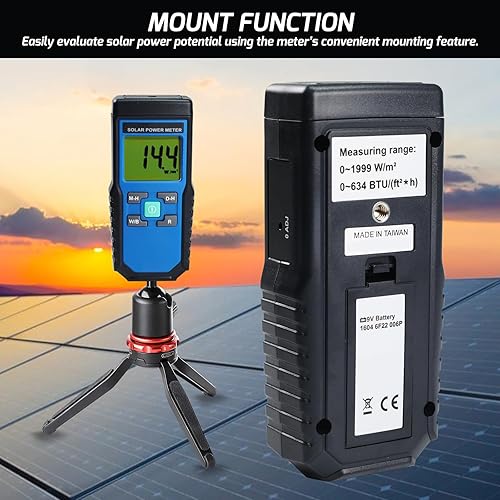 Digital Solar Power Meter BTU W/M2 Tester Handheld Portable - Poueer