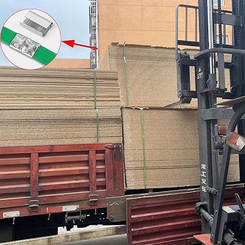 Packaging 5/8”x 0.035'x1000' Polyester (PET) Strapping Kit,1380 Lbs Heavy Duty Pallet Banding Tensioner Tool Sealer Water and Rust Resistance Poly Strapping - Poueer