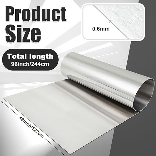 430 Stainless Steel Sheet Metal 48 x 96 Inches 24ga Metal Plates Panel #4 Brushed Finish Magnetic Mount Board Wall Food Truck Restaurant Crafting Kitchen Floor Trailer Garage Gym (1 Pack) - Poueer
