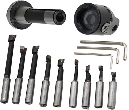 9Pcs 2 Inch Boring Head R8 Shank 1/2 Inch Carbide Boring Bar Set milling Machine Boring Head Set - Poueer