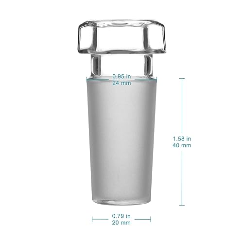 stonylab Glass Hex Head Hollow Glass Stopper, Hexagonal Head Glass Hollow Stopper for 24/40 Outer Joint Glass with Closed Bottom (5 Packs) - Poueer