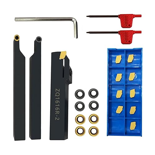 26pcs 3/8 and 5/8 Cut off Lathe Turnig Holders Profiling Tool holder with RCMT0602MO Round carbide inserts GTN-2 SP200 Grooving inserts for steel - Poueer